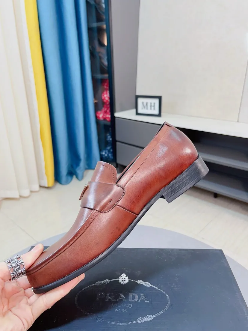 Men's shoes 💰540🌹🌹【PRADA Leather Shoes】Top purchasing agency Original imported Italian custom-made open-edge beaded cowhide leather surface, fully imported water-dyed breathable cowhide lining, original factory special molded sole super comfortable, size: 38-44
